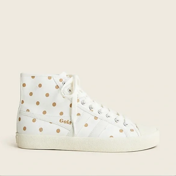 NIB Gola® for J. Crew Coaster High-Top Sneakers in Gold Polka Dot - Picture 3 of 4